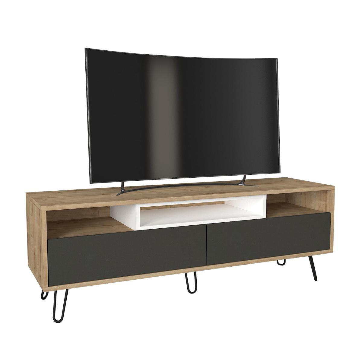 Έπιπλο Τηλεόρασης ArteLibre MARATHI Φυσικό/Ανθρακί/Λευκό Μοριοσανίδα/Μελαμίνη 140x40x48cm Έπιπλο Τηλεόρασης ArteLibre MARATHI Φυσικό/Ανθρακί/Λευκό Μοριοσανίδα/Μελαμίνη 140x40x48cm