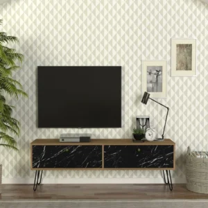 Έπιπλο Τηλεόρασης ArteLibre DRIMA Φυσικό/Μαύρο Μοριοσανίδα/Μελαμίνη 160x30x45cm - Image 4