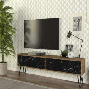 Έπιπλο Τηλεόρασης ArteLibre DRIMA Φυσικό/Μαύρο Μοριοσανίδα/Μελαμίνη 160x30x45cm - Image 5