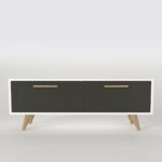 Έπιπλο Τηλεόρασης ArteLibre SCHIZA Λευκό/Ανθρακί Μοριοσανίδα/Μελαμίνη 120x30x45cm - Image 2