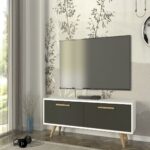 Έπιπλο Τηλεόρασης ArteLibre SCHIZA Λευκό/Ανθρακί Μοριοσανίδα/Μελαμίνη 120x30x45cm - Image 4