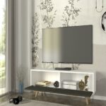 Έπιπλο Τηλεόρασης ArteLibre SCHIZA Λευκό/Ανθρακί Μοριοσανίδα/Μελαμίνη 120x30x45cm - Image 6