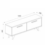 Έπιπλο Τηλεόρασης ArteLibre SCHIZA Λευκό/Ανθρακί Μοριοσανίδα/Μελαμίνη 120x30x45cm - Image 8