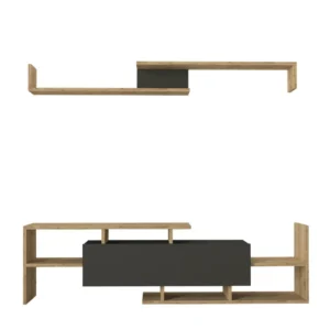 Σύνθετο Τηλεόρασης ArteLibre DREAM Φυσικό/Ανθρακί Μοριοσανίδα/Μελαμίνη 154x25x170cm - Image 3