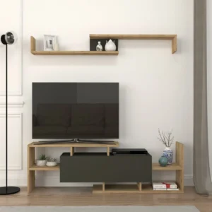 Σύνθετο Τηλεόρασης ArteLibre DREAM Φυσικό/Ανθρακί Μοριοσανίδα/Μελαμίνη 154x25x170cm - Image 4