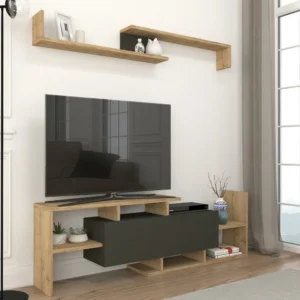 Σύνθετο Τηλεόρασης ArteLibre DREAM Φυσικό/Ανθρακί Μοριοσανίδα/Μελαμίνη 154x25x170cm - Image 5