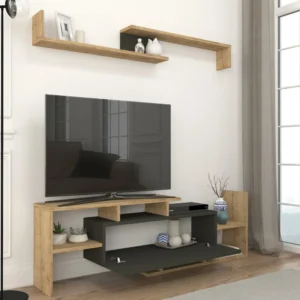 Σύνθετο Τηλεόρασης ArteLibre DREAM Φυσικό/Ανθρακί Μοριοσανίδα/Μελαμίνη 154x25x170cm - Image 6