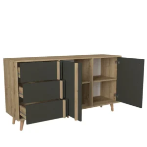 Μπουφές ArteLibre ANDROS Φυσικό/Ανθρακί Μοριοσανίδα/Μελαμίνη 160x45x85cm - Image 2