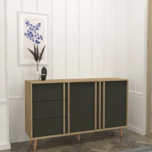 Μπουφές ArteLibre ANDROS Φυσικό/Ανθρακί Μοριοσανίδα/Μελαμίνη 160x45x85cm - Image 5