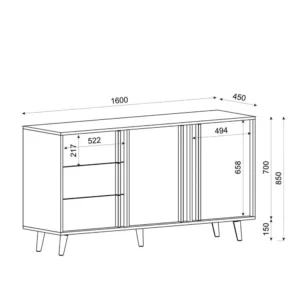 Μπουφές ArteLibre ANDROS Φυσικό/Ανθρακί Μοριοσανίδα/Μελαμίνη 160x45x85cm - Image 7