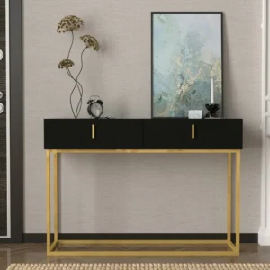 Κονσόλα ArteLibre MYKONOS Μαύρο/Μπρονζέ Μοριοσανίδα/Μελαμίνη/Μέταλλο 120x37x84cm - Image 4