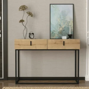 Κονσόλα ArteLibre MYKONOS Φυσικό/Μαύρο Μοριοσανίδα/Μελαμίνη/Μέταλλο 120x37x84cm - Image 4