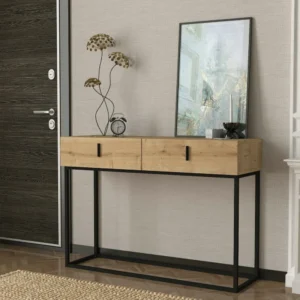 Κονσόλα ArteLibre MYKONOS Φυσικό/Μαύρο Μοριοσανίδα/Μελαμίνη/Μέταλλο 120x37x84cm - Image 5