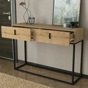 Κονσόλα ArteLibre MYKONOS Φυσικό/Μαύρο Μοριοσανίδα/Μελαμίνη/Μέταλλο 120x37x84cm - Image 6