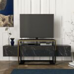 Έπιπλο Τηλεόρασης ArteLibre LEVITHA Μαύρο Μοριοσανίδα/Μελαμίνη 160x50x46cm - Image 4