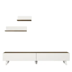 Έπιπλο Τηλεόρασης ArteLibre SIRNA Λευκό/Καρυδί Μοριοσανίδα/Μελαμίνη 180x31x32cm - Image 3