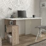 Γραφείο ArteLibre ANTIKERI Λευκό/Φυσικό Μοριοσανίδα/Μελαμίνη 120x60x74cm - Image 4