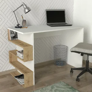 Γραφείο ArteLibre CLEORA Φυσικό/Λευκό Μοριοσανίδα/Μελαμίνη 120x60x74cm - Image 3