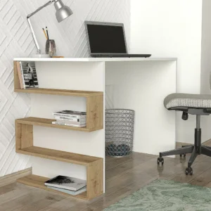 Γραφείο ArteLibre CLEORA Φυσικό/Λευκό Μοριοσανίδα/Μελαμίνη 120x60x74cm - Image 4