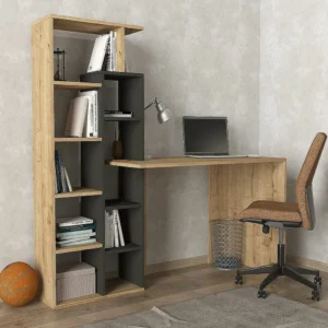 Γραφείο-Βιβλιοθήκη ArteLibre PRIMO Sapphire/Ανθρακί Μοριοσανίδα/Μελαμίνη 152x60x74/148cm - Image 3