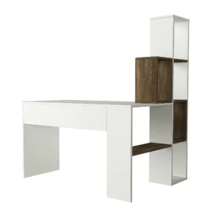 Γραφείο-Βιβλιοθήκη ArteLibre PERCY Λευκό/Καρυδί Μοριοσανίδα/Μελαμίνη 120x90x74/150cm - Image 2