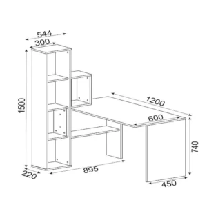 Γραφείο-Βιβλιοθήκη ArteLibre PERCY Λευκό/Καρυδί Μοριοσανίδα/Μελαμίνη 120x90x74/150cm - Image 5