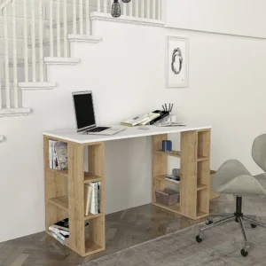 Γραφείο ArteLibre WIMSEY Λευκό/Sapphire Μοριοσανίδα/Μελαμίνη 140x60x74cm - Image 4