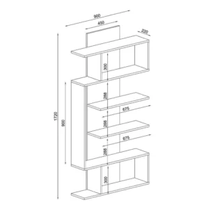 Βιβλιοθήκη ArteLibre JADE Φυσικό Μοριοσανίδα/Μελαμίνη 90x22x172cm - Image 5