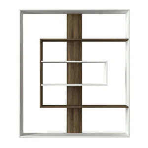 Βιβλιοθήκη ArteLibre POIROT Λευκό/Καρυδί Μοριοσανίδα/Μελαμίνη 150x22x175cm - Image 2