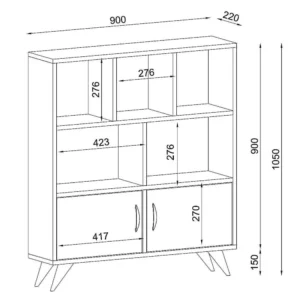 Βιβλιοθήκη ArteLibre SYMI Λευκό/Φυσικό Μοριοσανίδα/Μελαμίνη 90x22x105cm - Image 6