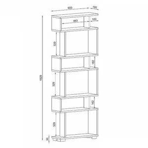Βιβλιοθήκη ArteLibre OSMOND Cordoba Μοριοσανίδα/Μελαμίνη 60x20x157cm - Image 5