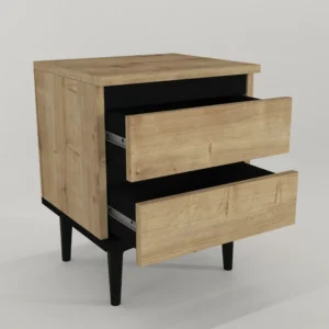 Κομοδίνο ArteLibre ABBOT Φυσικό/Μαύρο Μοριοσανίδα/Μελαμίνη 40x35x50.6cm - Image 2