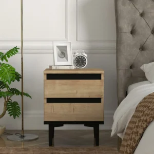 Κομοδίνο ArteLibre ABBOT Φυσικό/Μαύρο Μοριοσανίδα/Μελαμίνη 40x35x50.6cm - Image 4