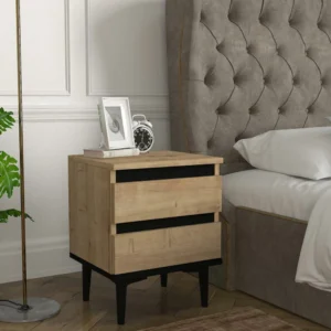 Κομοδίνο ArteLibre ABBOT Φυσικό/Μαύρο Μοριοσανίδα/Μελαμίνη 40x35x50.6cm - Image 5