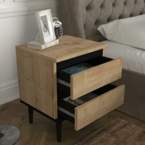 Κομοδίνο ArteLibre ABBOT Φυσικό/Μαύρο Μοριοσανίδα/Μελαμίνη 40x35x50.6cm - Image 6