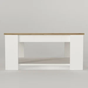 Τραπεζάκι Σαλονιού ArteLibre ALDEN Λευκό/Φυσικό Μοριοσανίδα/Μελαμίνη 90x60x42cm - Image 2