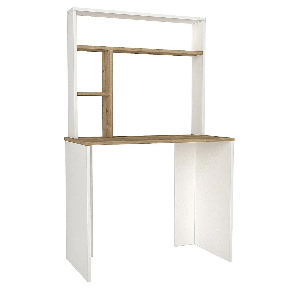 Γραφείο-Βιβλιοθήκη ArteLibre ARAGO Λευκό/Φυσικό Μοριοσανίδα/Μελαμίνη 90x45x148cm