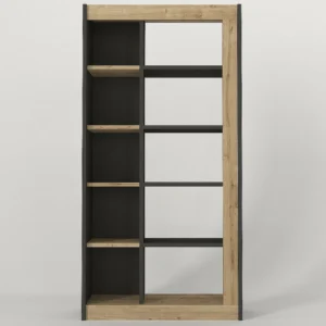 Βιβλιοθήκη ArteLibre ARAI Φυσικό/Ανθρακί Μοριοσανίδα/Μελαμίνη 75x25x148cm - Image 2