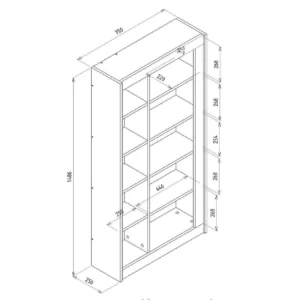 Βιβλιοθήκη ArteLibre ARAI Φυσικό/Ανθρακί Μοριοσανίδα/Μελαμίνη 75x25x148cm - Image 7