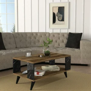 Τραπεζάκι Σαλονιού ArteLibre BICKEL Καρυδί/Μαύρο Μοριοσανίδα/Μελαμίνη 90x54x42cm - Image 3