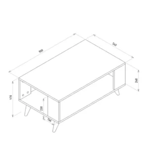 Τραπεζάκι Σαλονιού ArteLibre BICKEL Καρυδί/Μαύρο Μοριοσανίδα/Μελαμίνη 90x54x42cm - Image 6