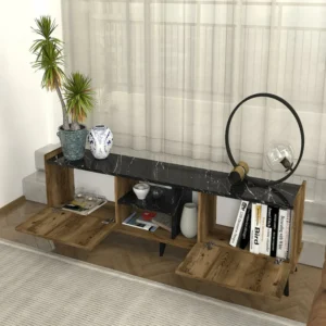 Έπιπλο Τηλεόρασης ArteLibre BINNEY Καφέ Μοριοσανίδα/Μελαμίνη 180x33x51cm - Image 6