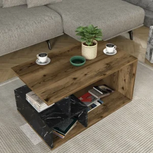 Τραπεζάκι Σαλονιού ArteLibre DRAKE Καρυδί/Μαύρο Μοριοσανίδα/Μελαμίνη 90x54x42cm - Image 4