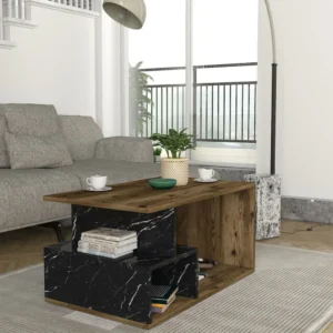 Τραπεζάκι Σαλονιού ArteLibre DRAKE Καρυδί/Μαύρο Μοριοσανίδα/Μελαμίνη 90x54x42cm - Image 5