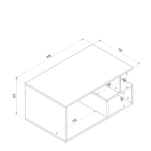 Τραπεζάκι Σαλονιού ArteLibre DRAKE Καρυδί/Μαύρο Μοριοσανίδα/Μελαμίνη 90x54x42cm - Image 6
