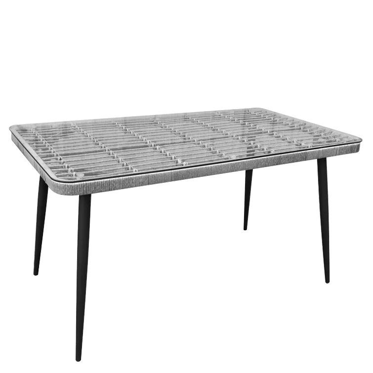 Τραπέζι Κήπου ArteLibre QUITO Γκρι/Μαύρο Μέταλλο/Rattan/Γυαλί 160x90x78cm