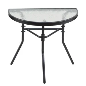 Τραπέζι Κήπου Ημικυκλικό ArteLibre CELESTIAL Μαύρο Μέταλλο/Γυαλί 70x40x65cm