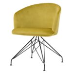 Πολυθρόνα ArteLibre JOHAN Κίτρινο Βελούδο/Μέταλλο 63x51x78cm - Image 5