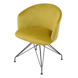Πολυθρόνα ArteLibre JOHAN Κίτρινο Βελούδο/Μέταλλο 63x51x78cm - Image 6