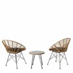 Σετ Τραπεζαρία Κήπου ArteLibre RICHIE Φυσικό/Μαύρο Μέταλλο/Rattan Με 2 Πολυθρόνες - Image 2